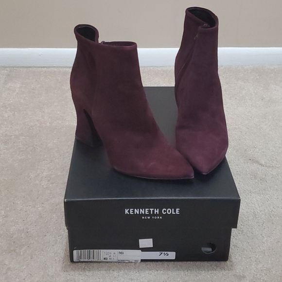 Kenneth Cole Shoes - Kenneth Cole NY Suede Burgundy Ankle Boots